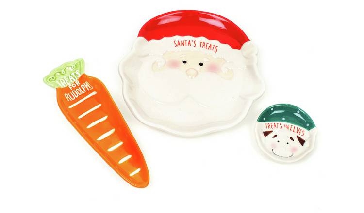 The Seasonal Gift Co Set of 3 Dishes Santa Carrot And Cookie