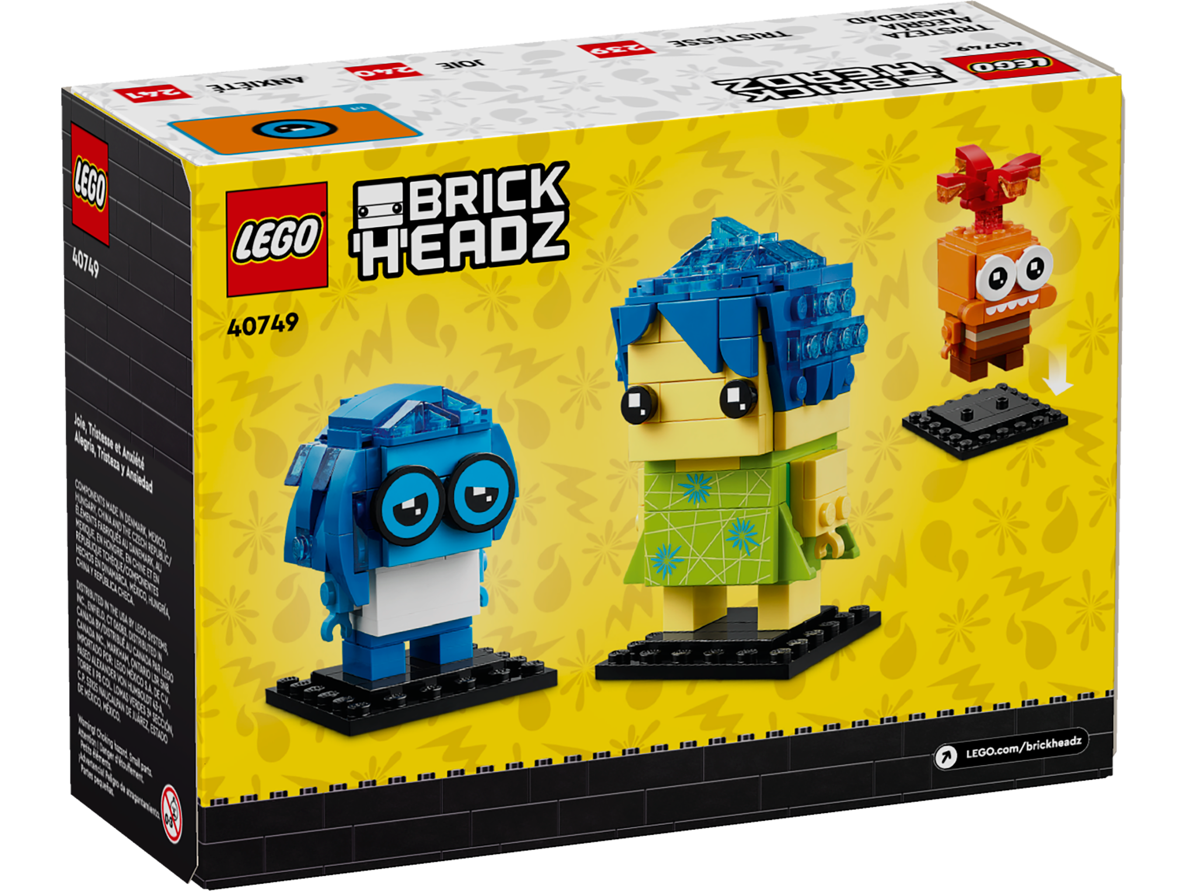 LEGO BrickHeadz Joy Sadness Anxiety 300 Pieces, UK version