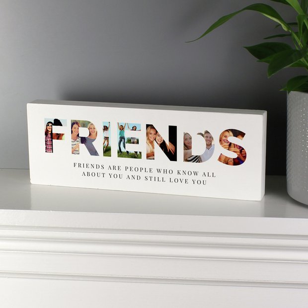 Personalised wooden photo ornament with message, British brand