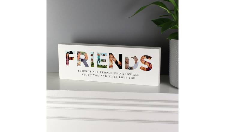 Personalised wooden photo ornament with message, British brand