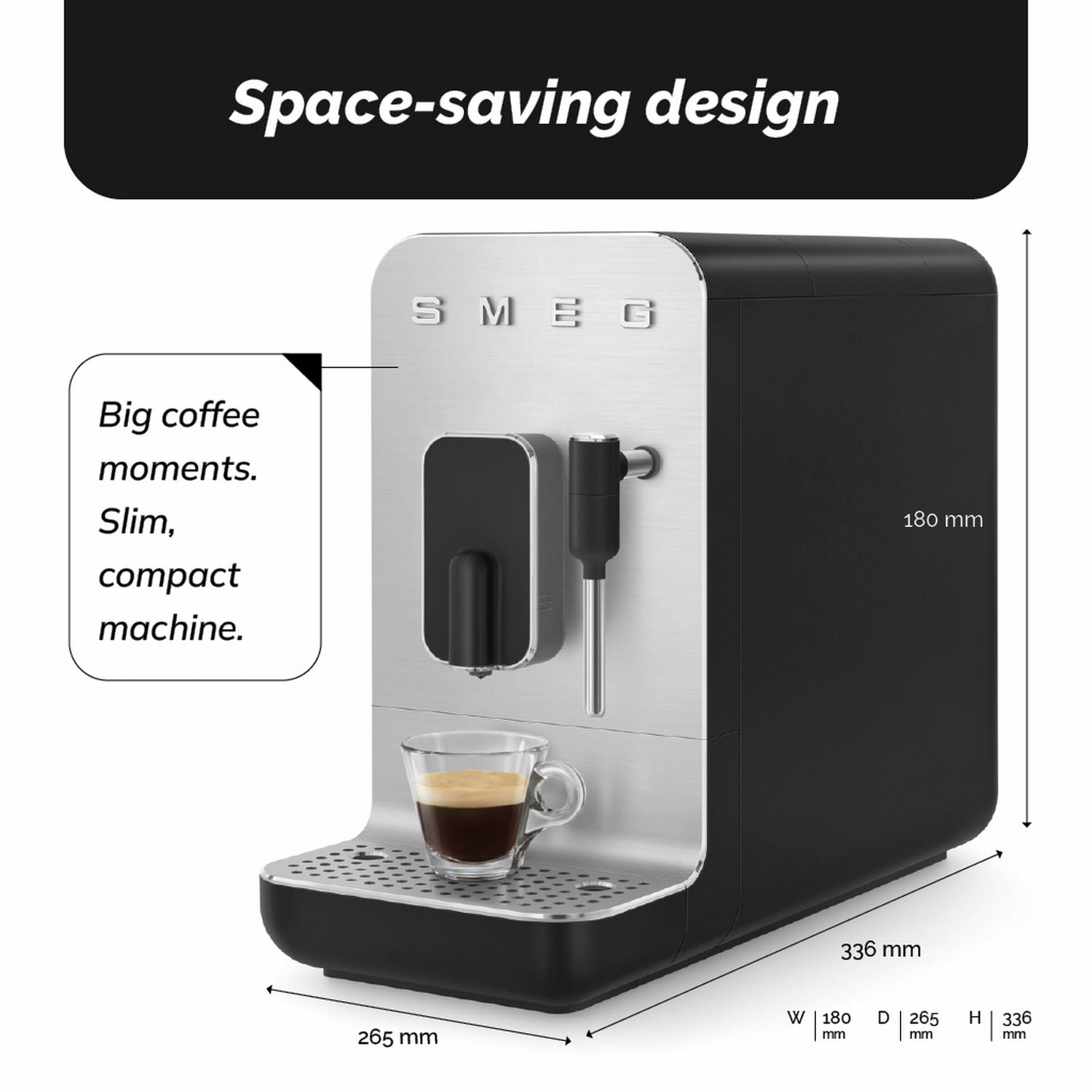 Smeg Bean to Cup Coffee Machine BCC12BLMUK, UK version