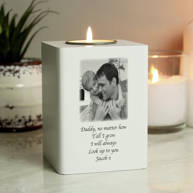 Personalised photo tea light holder 10x7x7cm, UK version
