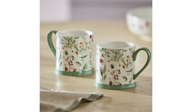 Argos Home floral fine china tankard 2 piece set, UK version