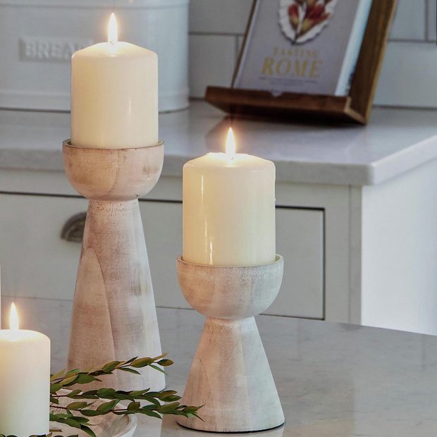 Ivyline white wash candle holders small and large - British product