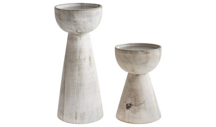Ivyline white wash candle holders small and large - British product