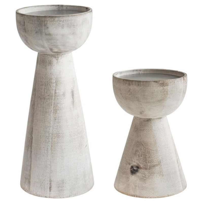 Ivyline white wash candle holders small and large - British product