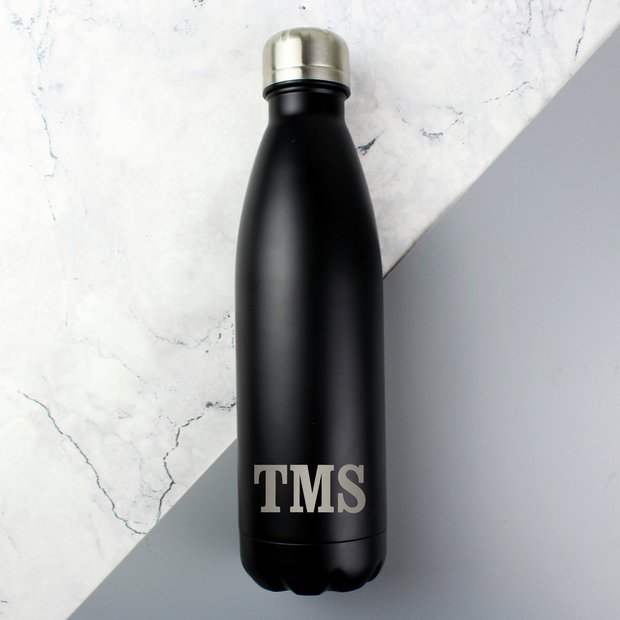 Personalised black water bottle 500ml, imported from the UK