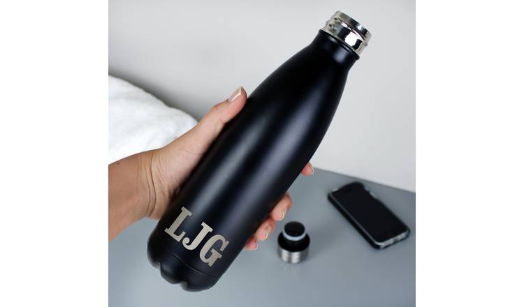Personalised black water bottle 500ml, imported from the UK