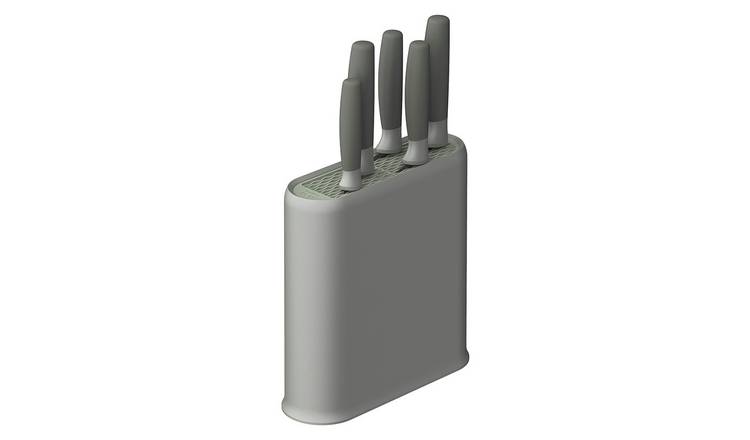 BergHOFF Leo 6 piece knife block set grey, imported from the UK