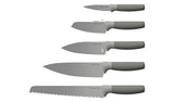 BergHOFF Leo 6 piece knife block set grey, imported from the UK