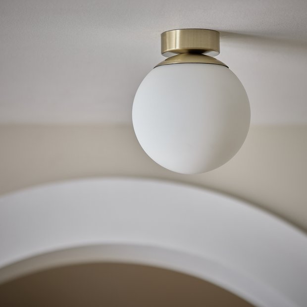 Habitat opal glass brass flush ceiling light (British brand)