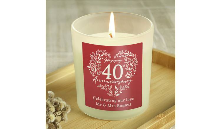 Personalised 40th anniversary vanilla candle UK version