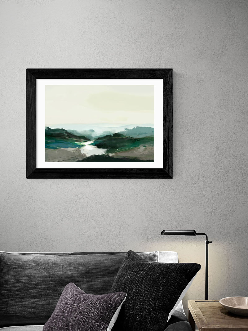 East End Prints Black Highland View art print - British product