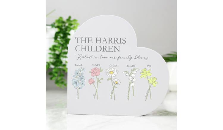 Personalised Message Flower Of The Month Heart Ornament GOODS Argos