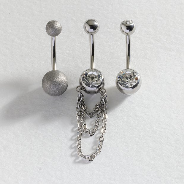 Revere surgical steel belly bars set of 3, imported from the UK