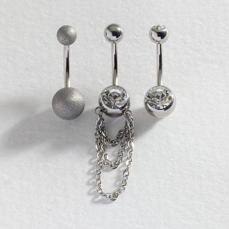 Revere surgical steel belly bars set of 3, imported from the UK