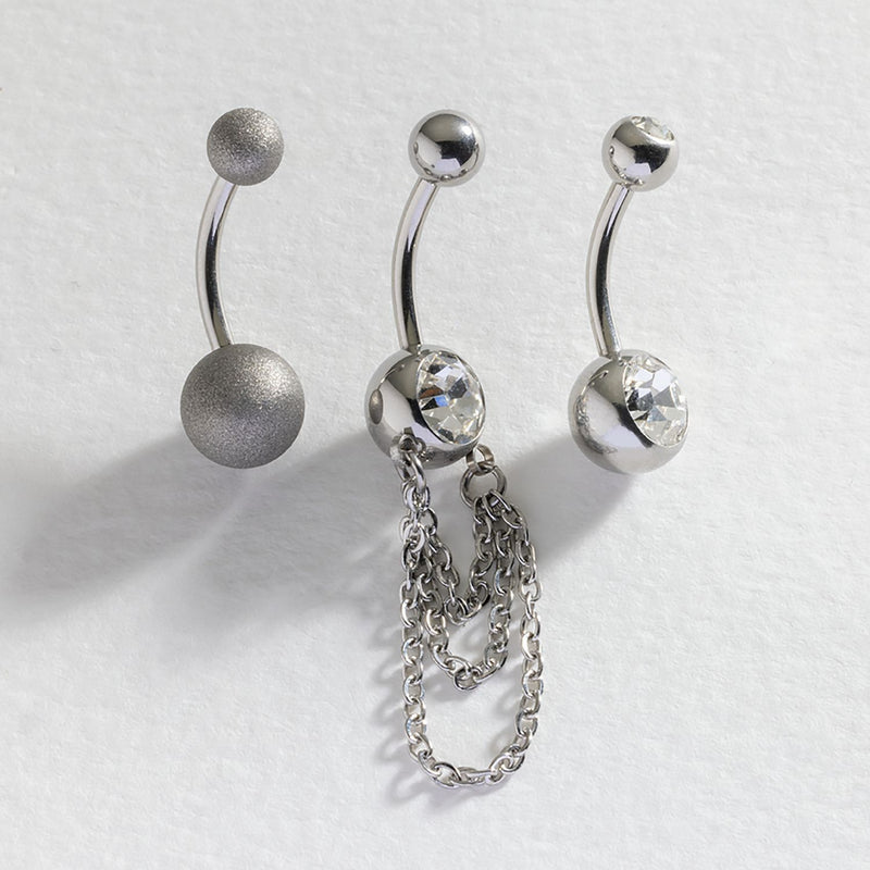 Revere surgical steel belly bars set of 3, imported from the UK