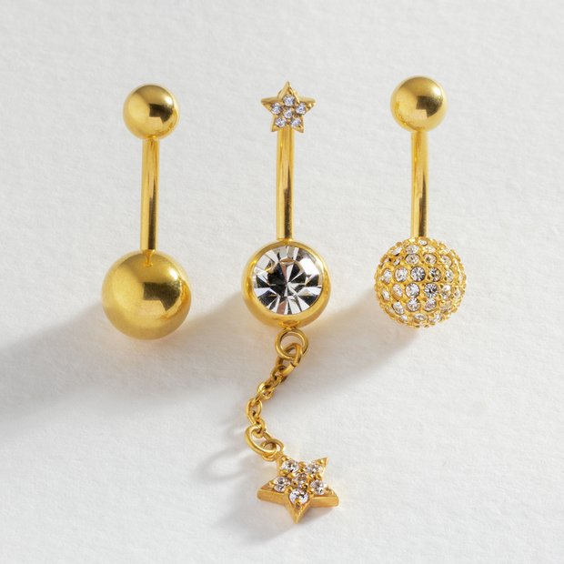 Revere gold plated belly bar set of 3 - British product