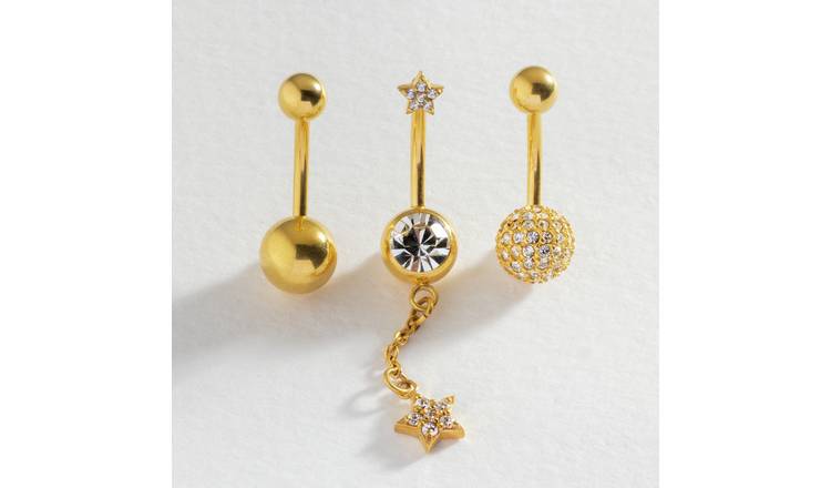 Revere gold plated belly bar set of 3 - British product