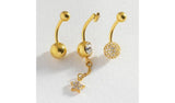 Revere gold plated belly bar set of 3 - British product