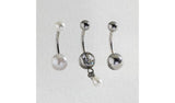 Revere surgical steel belly bar set white pearl sphere crystal, imported from the UK