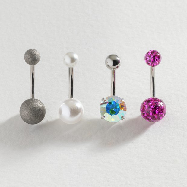 Revere surgical steel belly bar set of 4, UK version
