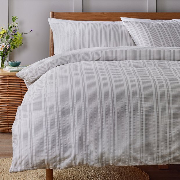 Argos Home seersucker bedding set single grey, imported from the UK
