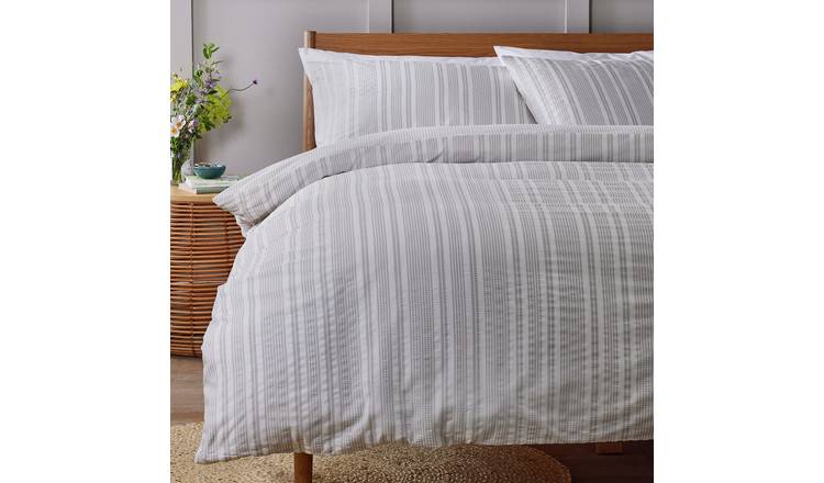 Argos Home seersucker bedding set single grey, imported from the UK