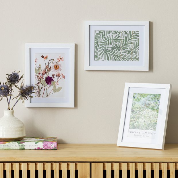 Habitat white wooden picture frames set of three, imported from the UK