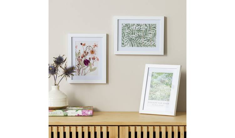 Habitat white wooden picture frames set of three, imported from the UK