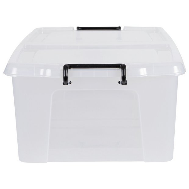Strata Smart 50L clear plastic storage box with lid, UK version