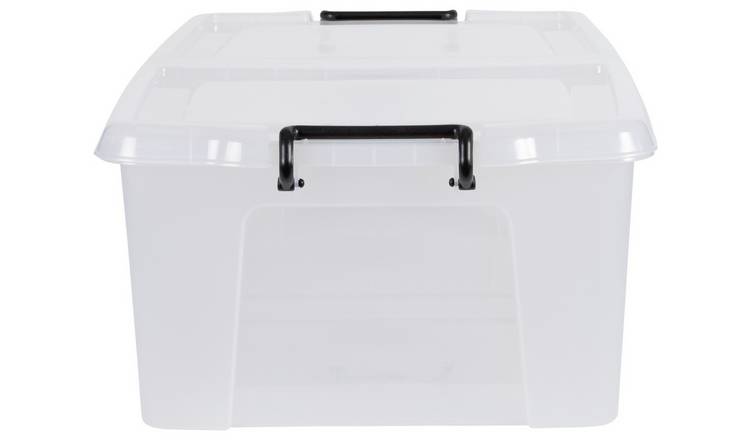 Strata Smart 50L clear plastic storage box with lid, UK version