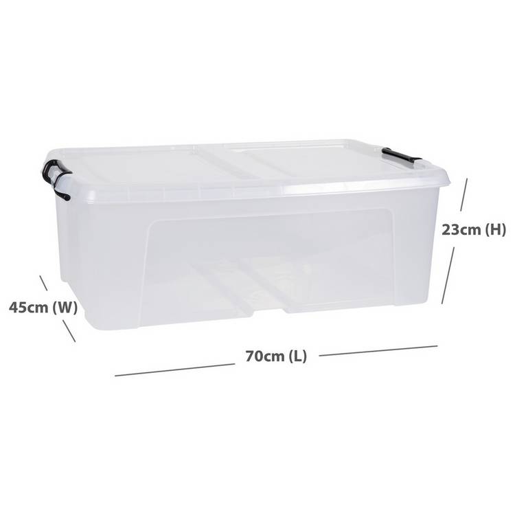 Strata Smart 50L clear plastic storage box with lid, UK version