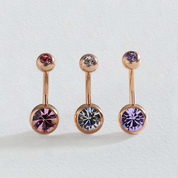 Revere rose gold belly bar set of 3, UK version