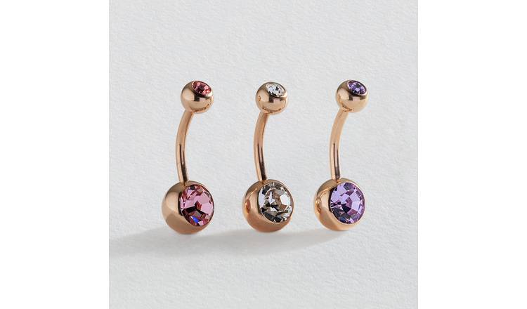 Revere rose gold belly bar set of 3, UK version