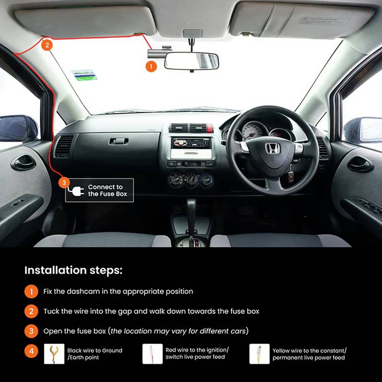 Road Angel hard wire kit for Halo Ultra dash cam, UK version