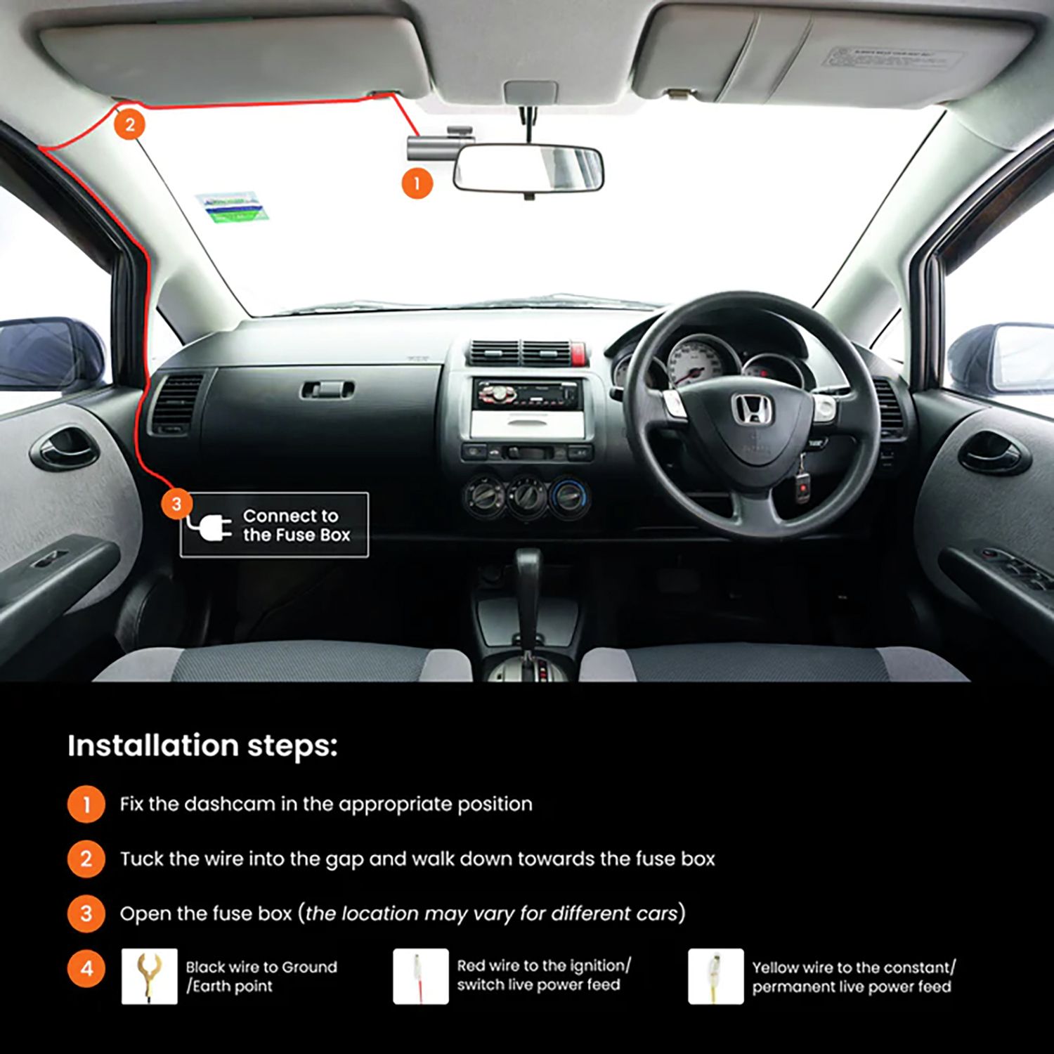 Road Angel hard wire kit for Halo Ultra dash cam, UK version