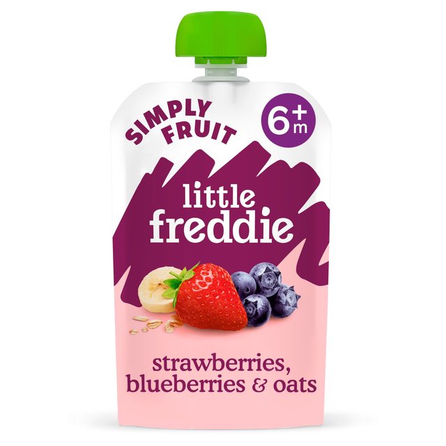 Little Freddie Strawberries Blueberries & Oats Organic Pouch 6 mths+   100g GOODS M&S   