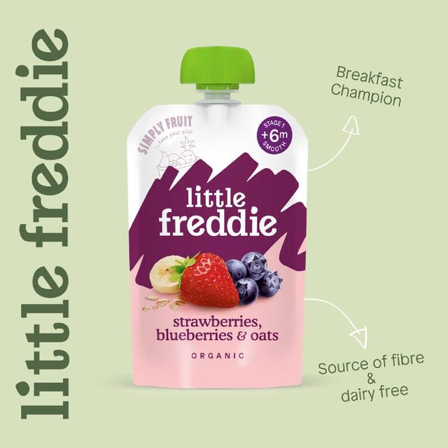 Little Freddie Strawberries Blueberries & Oats Organic Pouch 6 mths+   100g