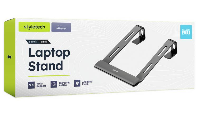 Styletech LR05 laptop stand black aluminium, imported from the UK