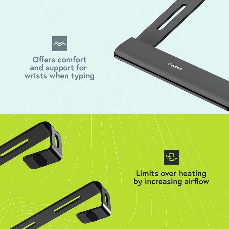 Styletech LR05 laptop stand black aluminium, imported from the UK