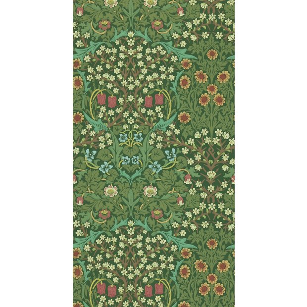 Morris & Co. Blackthorn Green floral wallpaper - (British brand)