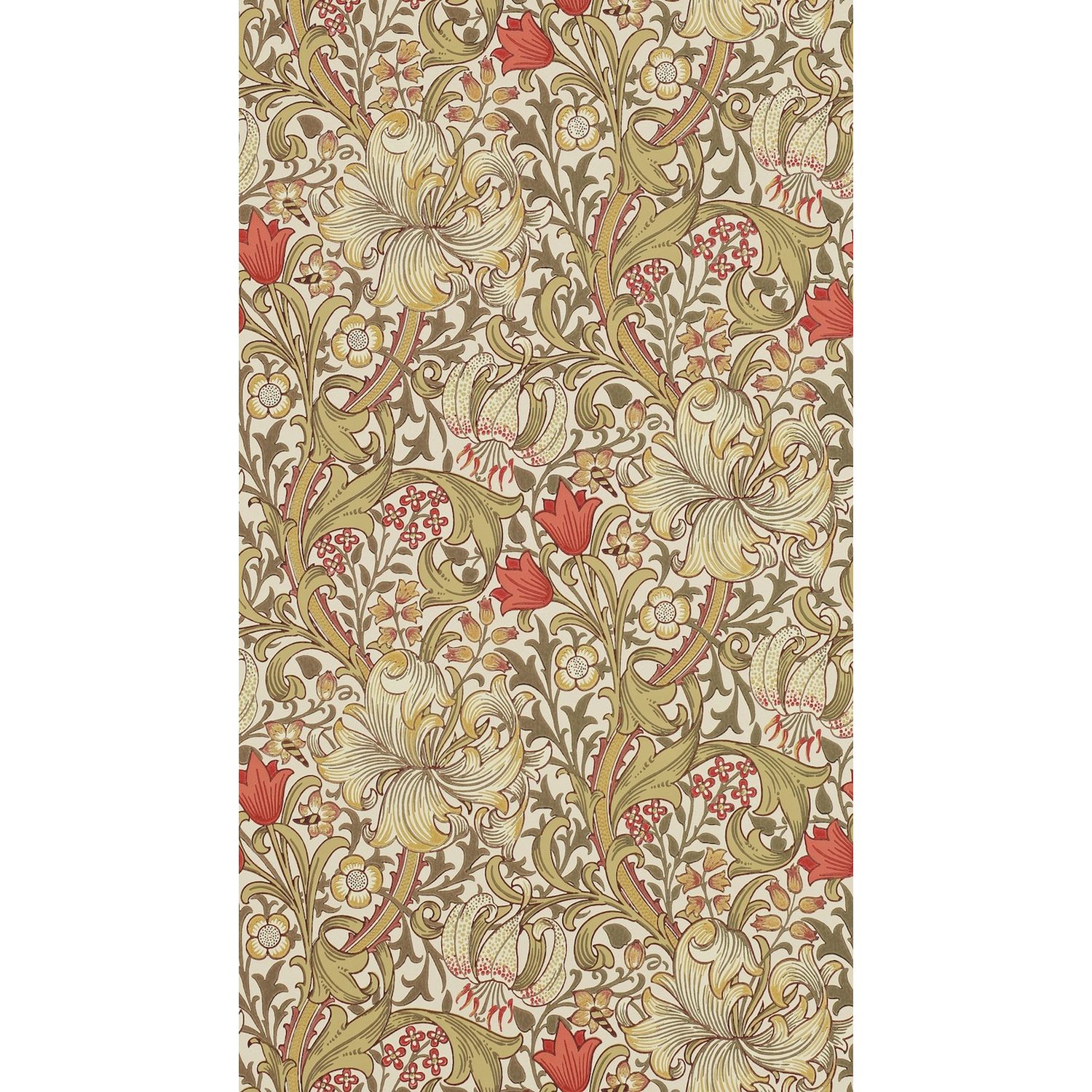 Morris & Co. Golden Lily brown floral wallpaper - British product