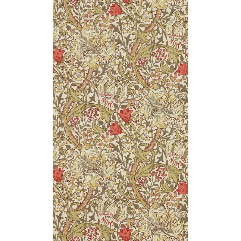Morris & Co. Golden Lily brown floral wallpaper - British product