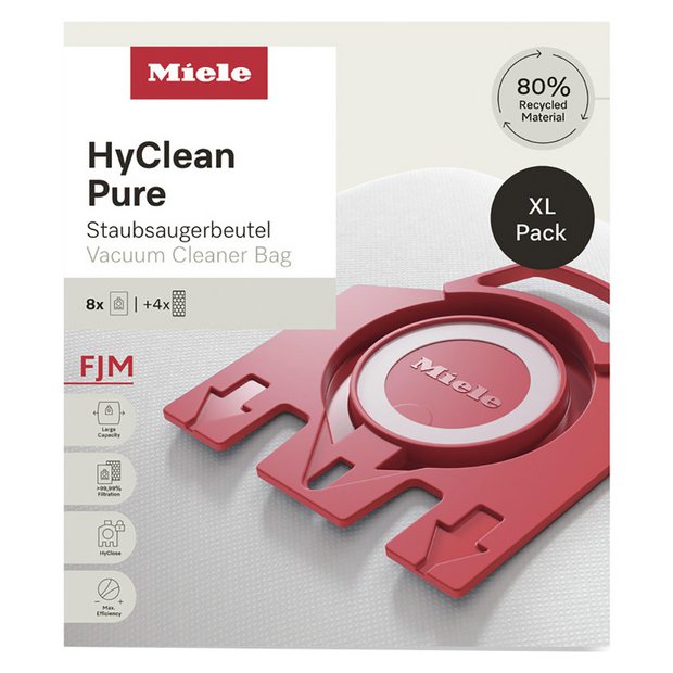 Miele HyClean Pure dust bags pack of 8 - British product