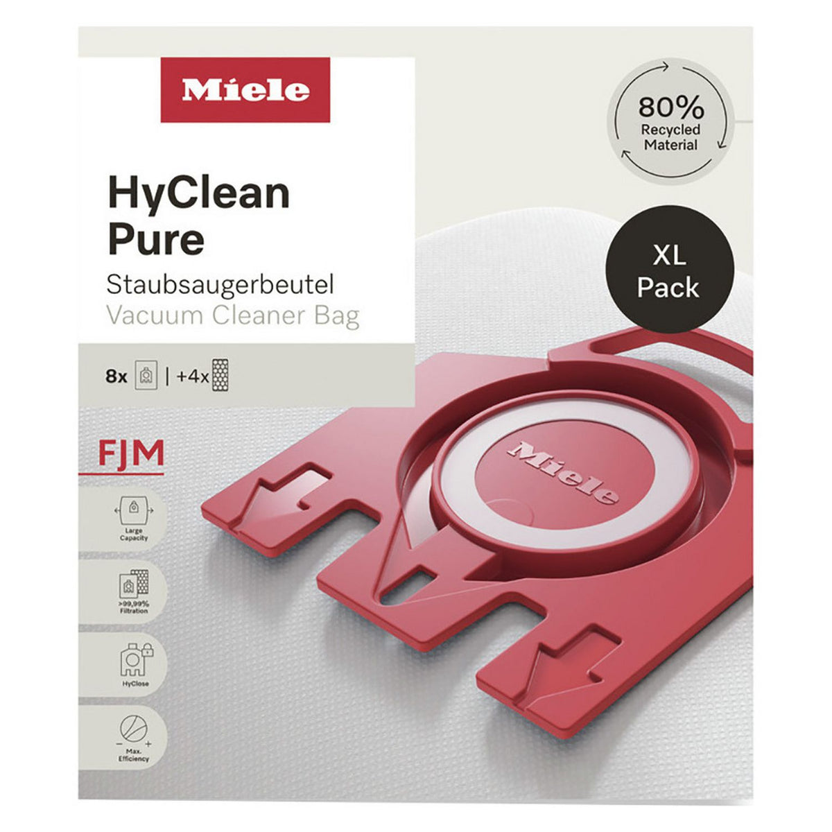 Miele HyClean Pure dust bags pack of 8 - British product