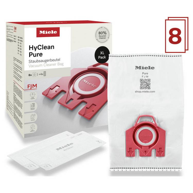 Miele HyClean Pure dust bags pack of 8 - British product