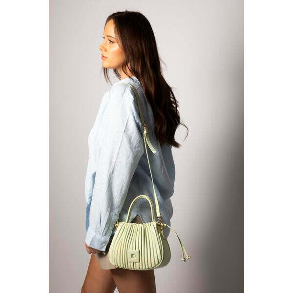 Pleated pouch bag in mint green with PU leather (British brand)