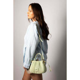 Pleated pouch bag in mint green with PU leather (British brand)