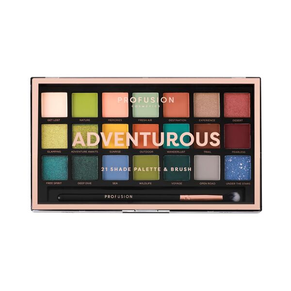 Profusion Cosmetics Adventurous 21 Shade Palette & Brush